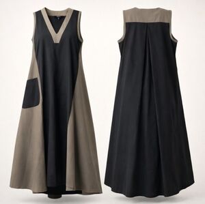 RARE JASON by COMFY USA Colorblock Midi Dress Lagenlook Discontinued